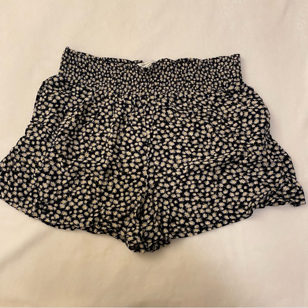 American Eagle Outfitters High Waist Black and Yellow Shorts